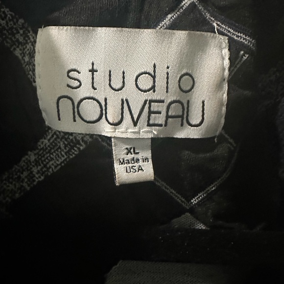 Studio Nouveau Vintage Harlequin Diamond Checkered Jacket Black Silver Lurex XL - Picture 2 of 6